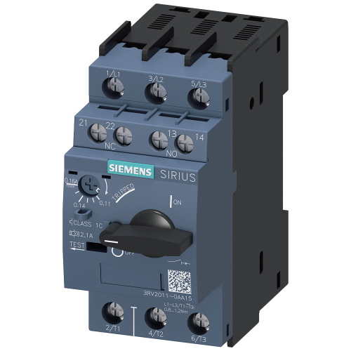 Circuit breaker size S00 for motor protection, CLASS 10 A-release 0.11...0.16 A N-release 2.1 A scre