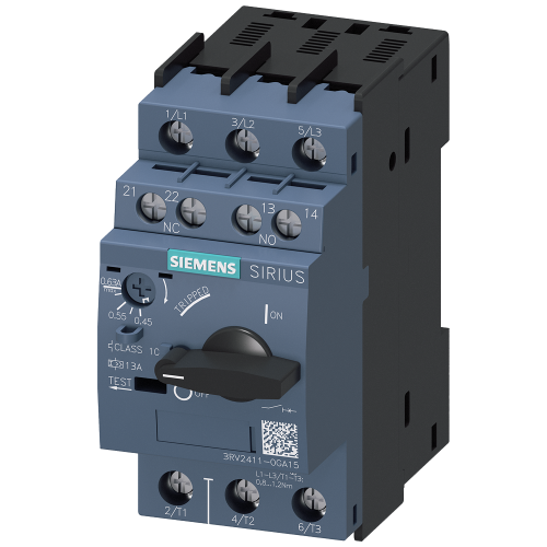 Circuit breaker size S00 for transformer protection A-release 0.45...0.63 A N-release 13 A screw ter