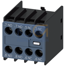 Auxiliary switch 22 U, on the front, 2 NO + 2 NC Current path 1 NO, 1 NO, 1 NC, 1 NC for 3RH and 3RT