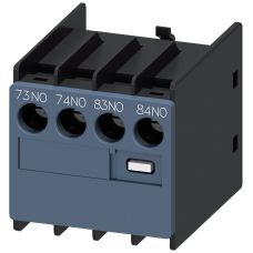 Auxiliary switch on the front, 2 NO Current path 1 NO, 1 NO Connection from top for 3RH and 3RT scre