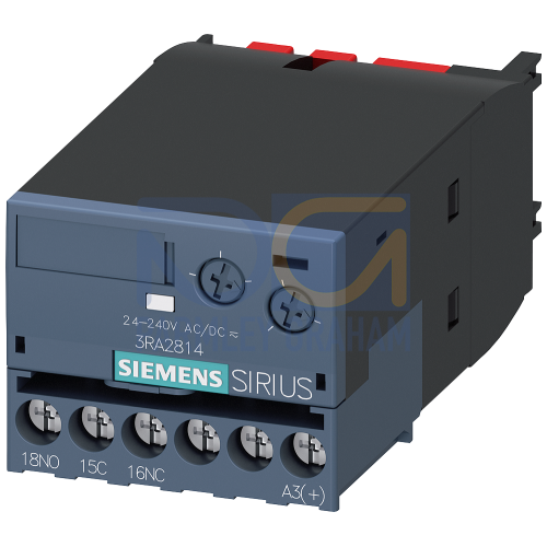 Solid-state time-delayed auxiliary switch OFF delay with control signal Relay 1 changeover contact 2