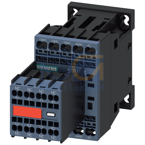 Contactor relay, 4 NO + 4 NC, 24 V DC, Size S00, spring-type terminal, Captive auxiliary switch, for