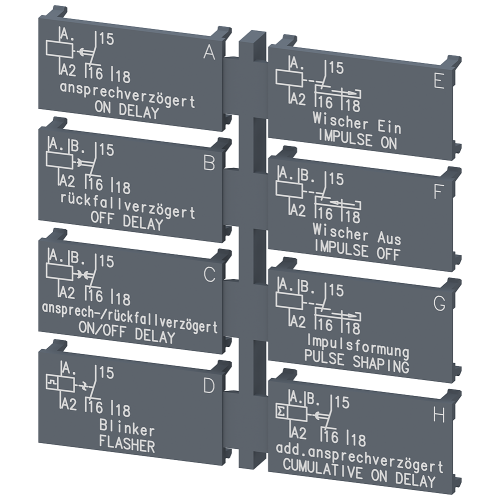 Set of labels for multifunction device, 1 CO Set of labels (1 unit) with 8 functions