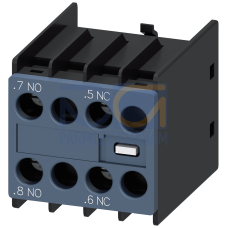 Auxiliary switch 11 U, on the front, 1 NO + 1 NC Current path 1 NO, --, 1 NC, -- for 3RH and 3RT scr