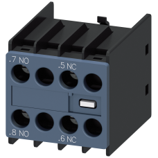 Auxiliary switch 11 U, on the front, 1 NO + 1 NC Current path 1 NO, --, 1 NC, -- for 3RH and 3RT scr
