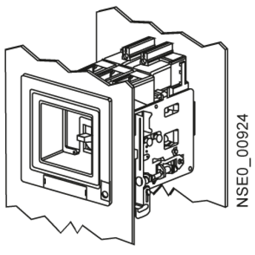 accessory for VL160, VL250, masking frame for door cut-out IP40, for fixed/plug-in mounting, w/ motor. op. mech. with RCD module (RCD)