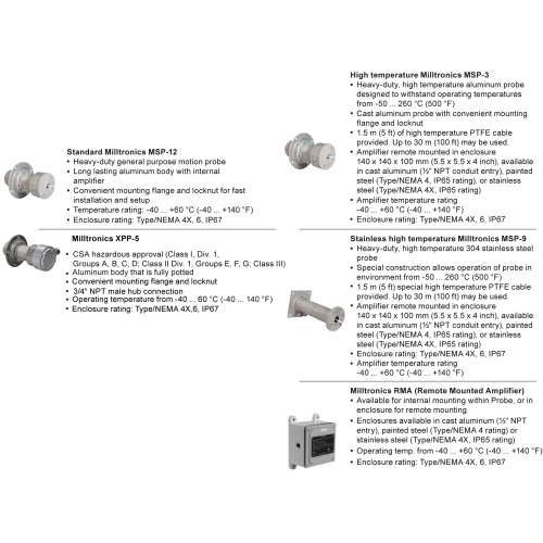 Motion Sensing Probes CE: A series of motion sensing probes used with the MFA 4p Cable length: Stand