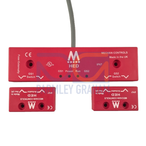 Plastic, Coded Magnetic, 2 Safety, 1 Auxiliary, 24VDC, LED Indication, 03 Metre Pre-wired Cable (Left)
