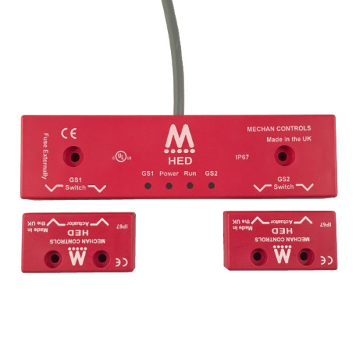 Plastic, Coded Magnetic, 2 Safety, 1 Auxiliary, 24VDC, LED Indication, 03 Metre Pre-wired Cable (Left)