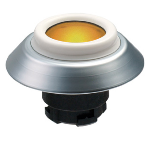 Pushbutton, IP69K Rated, Illuminated, White Seal, Yellow - NDLGB