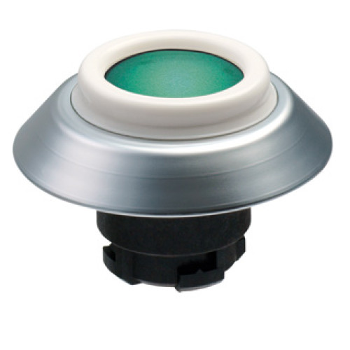 Pushbutton, IP69K Rated, Illuminated, White Seal, Green - NDLGN