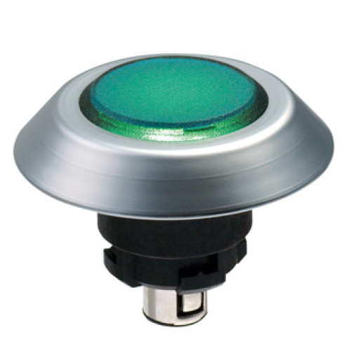 Pushbutton, IP69K Rated, Flat Top Indicator Light, With Integrated Super Bright Led S, Green - NMEFGN