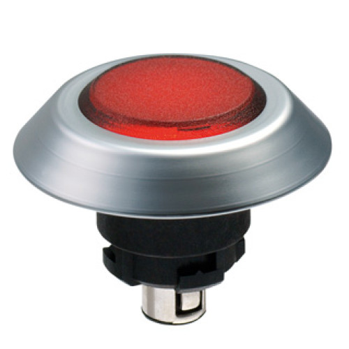 Pushbutton, IP69K Rated, Flat Top Indicator Light, With Integrated Super Bright Led S, Red - NMEFRT
