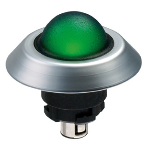 Pushbutton, IP69K Rated, Domed Top Indicator Light, For BA9S Led S, Green - NMLHGN