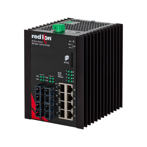 NT24k&reg;-12FX4-POE Managed PoE+ Gigabit Ethernet Switch, SC 2km