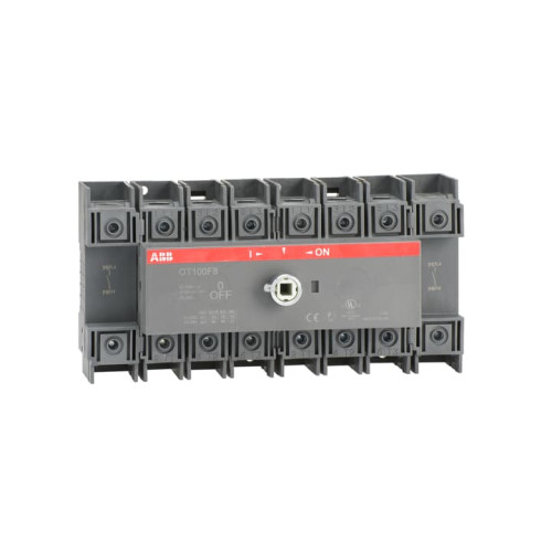 8-pole, front operated, base mounted, DIN-rail mountable switch-diconnector / non-fusible diconnect switch with protected clamp terminals, handle and shaft are not included
