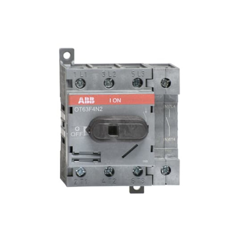 4-pole, front operated, base mounted, DIN-rail mountable switch-diconnector / non-fusible diconnect switch with protected clamp terminals, handle and shaft are not included