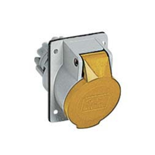 Panel mounted inclined socket 16A 110V 3P IP44