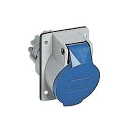 Panel mounted inclined socket 16A 230V 3P IP44