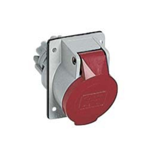 Panel mounted inclined socket 16A 415V 4P IP44