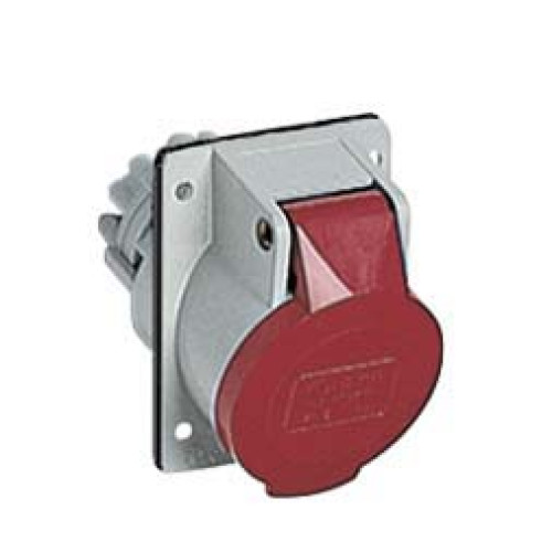 Panel mounted inclined socket 16A 415V 5P IP44