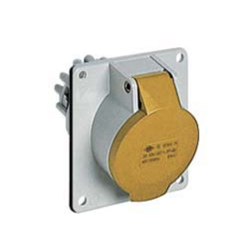 Panel mounted inclined socket 32A 110V 3P IP44