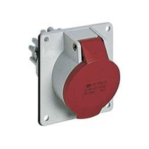 Panel mounted inclined socket 32A 415V 5P IP44