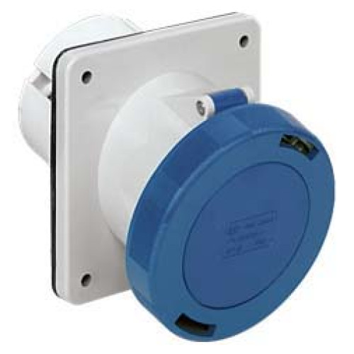 Panel mounted inclined socket 125A 230V 3P IP67