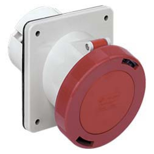 Panel mounted inclined socket 125A 415V 5P IP67
