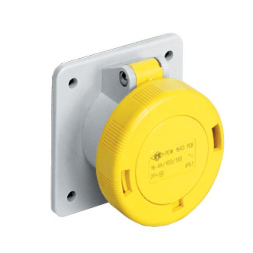 Panel mounted straight socket 16A 110V 3P IP67