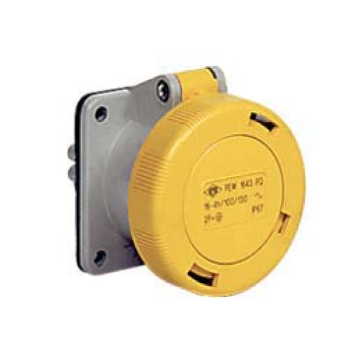 Panel mounted straight socket 16A 110V 3P IP67