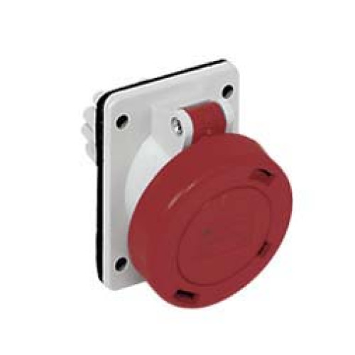 Panel mounted inclined socket 16A 415V 4P IP67