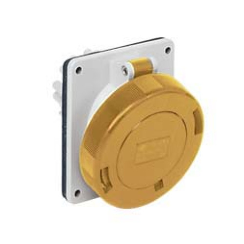 Panel mounted inclined socket 32A 110V 3P IP67