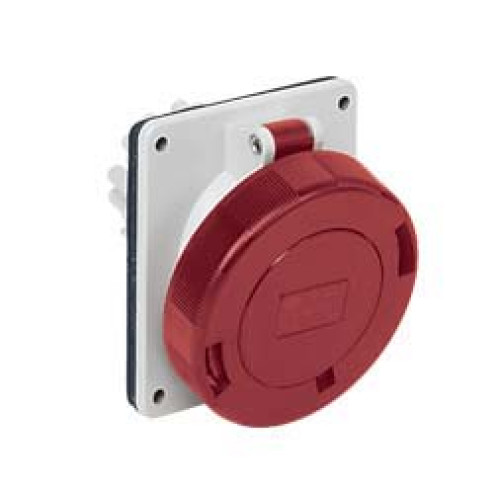 Panel mounted inclined socket 32A 415V 5P IP67