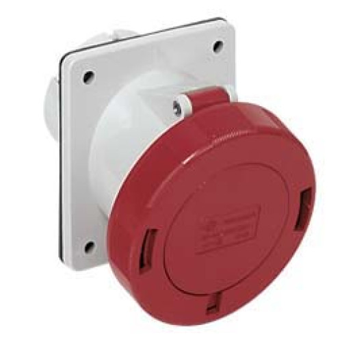Panel mounted inclined socket 63A 415V 5P IP67