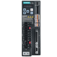 Sinamics V90, 3-phase 380V, 400W, 1.2A, P and analog connectivity, speed, torque and positioning features, internal braking resistor, to loaded 300%