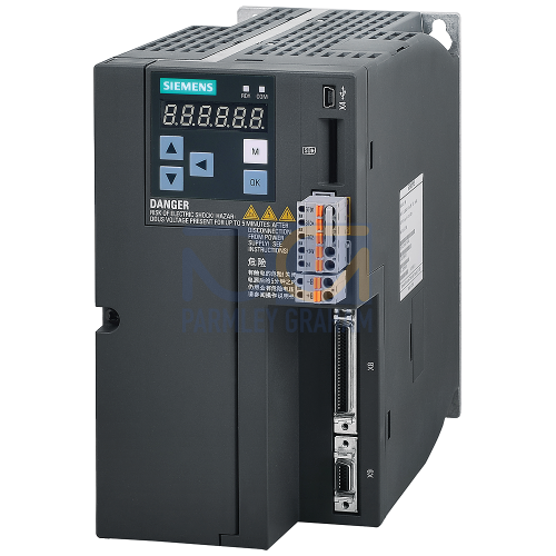 Sinamics V90, 3-phase 380V, 2KW, 7.8, PTI and analog connectivity, speed, torque and positioning features, internal braking resistor, to loaded 300%