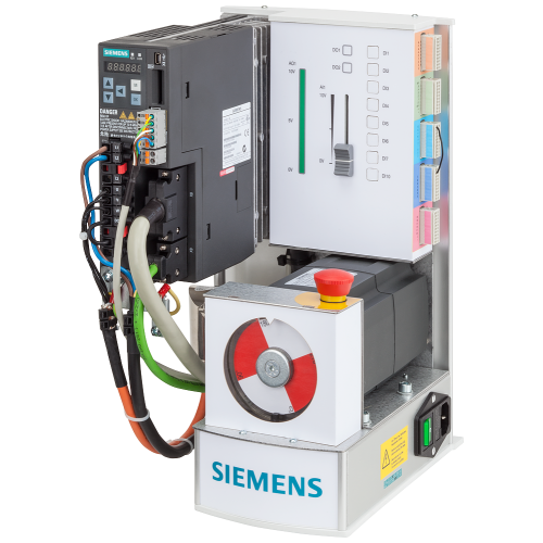SINAMICS V90 training case in compact design. With the components: SINAMICS V90, FSAA, 0.4 kW and SIMOTICS S-1FL6 servo motor. Supply voltage: 230 V 1