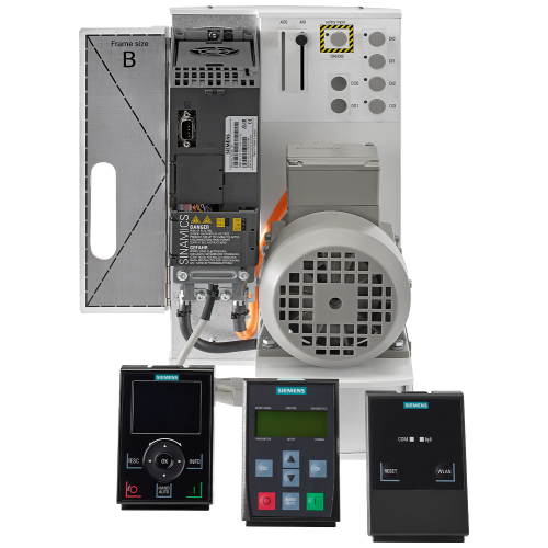 SINAMICS G120C training case PROFINET in compact design. Components: SINAMICS G120C, 0.55 kW, IOP-2 and BOP-2 and one SIMOTICS asynchronous motor S...
