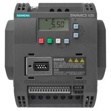 SINAMICS V20 380-480 V 3 AC -15/+10% 47-63Hz rated power 3 kW with 150% overload for 60 sec. unfiltered I/O: 4 DI, 2 DO,2 AI, 1 AQ fieldbus: USS/MODBUS RTU with built-in BOP protection: IP20/ UL open