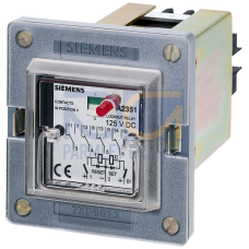 High-speed auxiliary relay 4 change-over contacts, time to disengagement 8 ms Auxiliary voltage: 220 V DC with reset pushbutton Relay without base