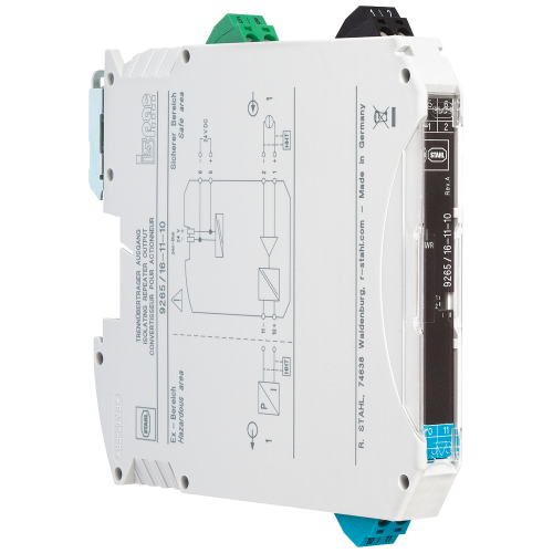 SITRANS I200 single channel output isolator for rail mounting for HART signals 0/4  20 mA. For intrinsic safe operation of positioners e.g. SIPART PS2, I/p converters and indicators. Approved up to