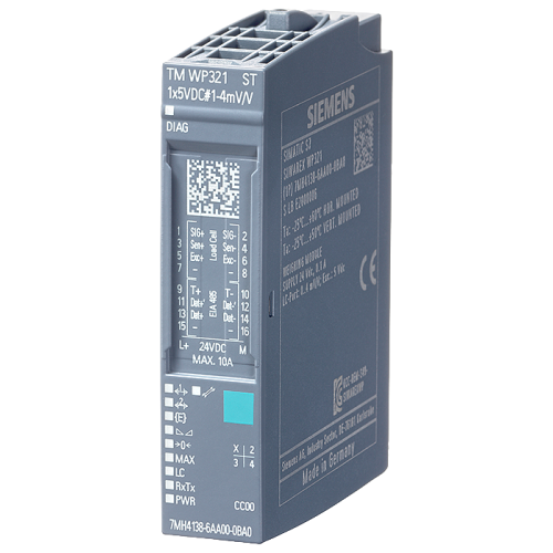 SIMATIC ET 200SP, TM SIWAREX WP321 ST, single-channel weighing module for platform or hopper scales with analog load cells, 1xRS485, 1xLC load cell interface (1-4mV/V), suitable for BU type A0, packi