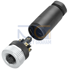 RF connector M12 8-pole, female, straight, Screw terminal Minimum order quantity 5 units