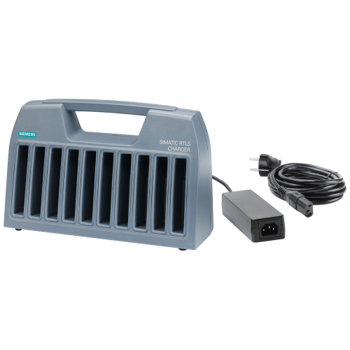SIMATIC RTLS accessory charging station for transponder, in: AC: 100-240 V, with power plug CEE 7/7 for parallel charging of 10 tags, type RTLS4083T, plus.
