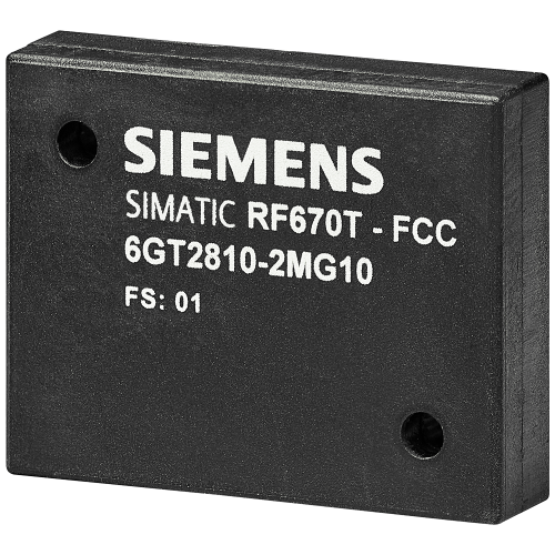 SIMATIC RF670T (FCC) PPS, 43 x 33 x 5.5 mm ISO 18000-63, EPC Class 1 Gen 2 frequency 902 to 928 MHz NXP UCODE 9XM 496 bits (62 bytes) EPC ID 752 bits (94 bytes) user memory fixing by mounting on meta