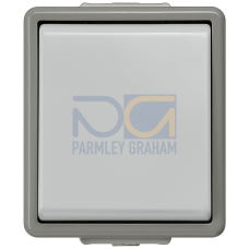 DELTA flaeche IP44, AP Dark gray/light gray button, 10A 250V, 1 change-over contact can be used as N