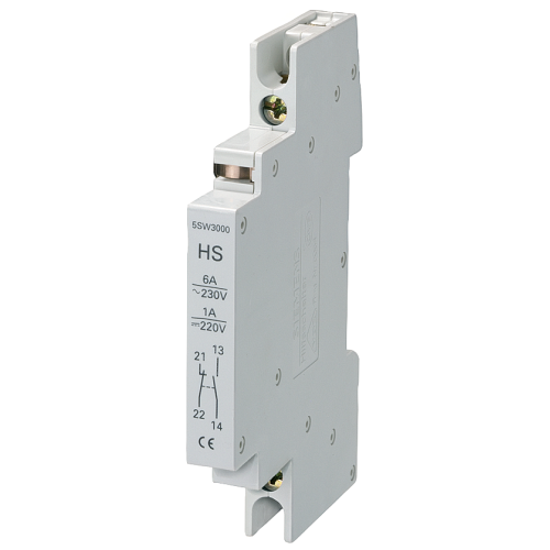 Auxiliary current switch can be attached for residual current operated circuit breaker 5SM1 D=55 mm,