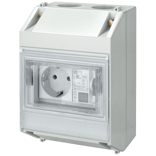 RC safety socket outlet T55 Type A (PSE/SSF) 16 A 1+N-pole IFN 10 mA 125-230 V 2 MW in molded-plasti