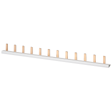 Pin busbar touch-safe, 10 mm2 1-phase+AUX 214 mm long can be cut, with end caps